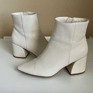 White heeled booties, lightly used
